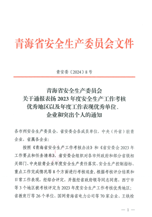喜報(bào)！2023年度安全生產(chǎn)工作優(yōu)秀企業(yè)和突出個(gè)人名單揭曉！
